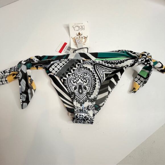 Becca Size X-Small Green Printed Reversible Hipster Swim Bottom Separates - Picture 3 of 15